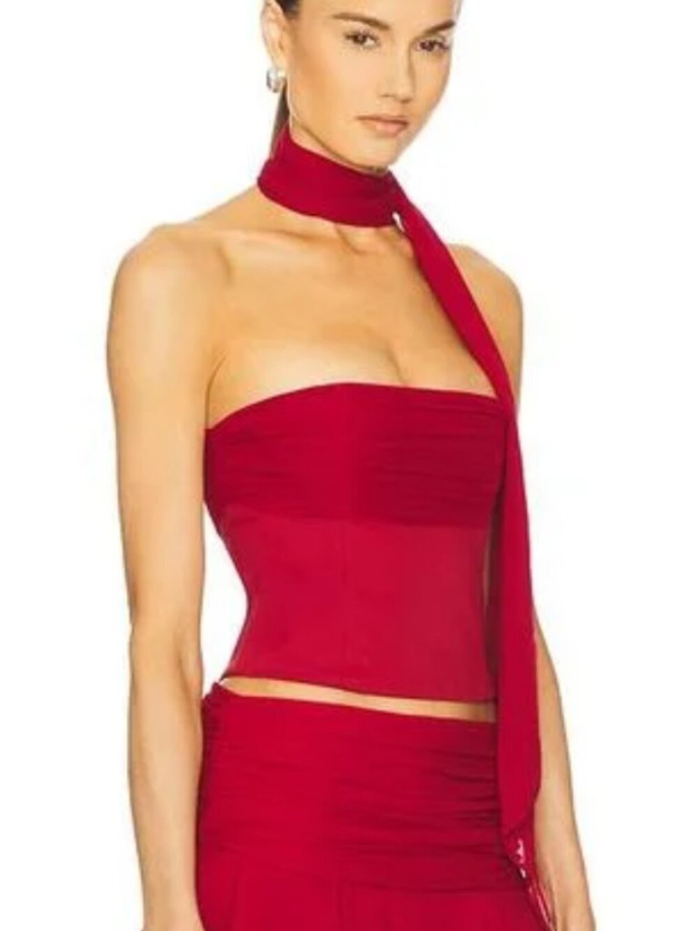 LOBA Red Monica Corset Strapless Top Structured Bustier S NWOT